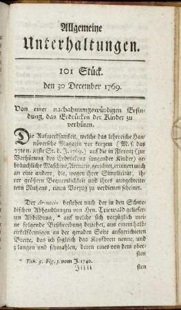 101 Stück. d. 30. December 1769.
