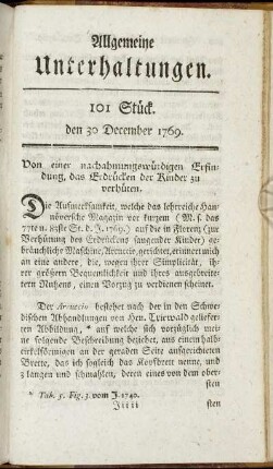 101 Stück. d. 30. December 1769.