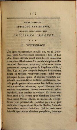 D. Wyttenbachii Epistolarum Selectarum. 1