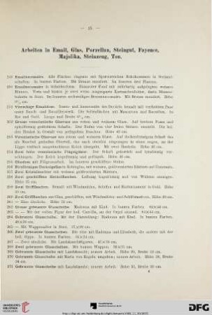 Arbeiten in Email, Glas, Porzellan, Steingut, Fayence, Majolika, Steinzeug, Ton (Nr. 249-549)