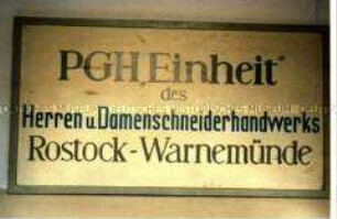 Firmenschild "PGH 'Einheit'"