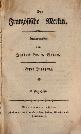 Der Französische Merkur. 1. 1800