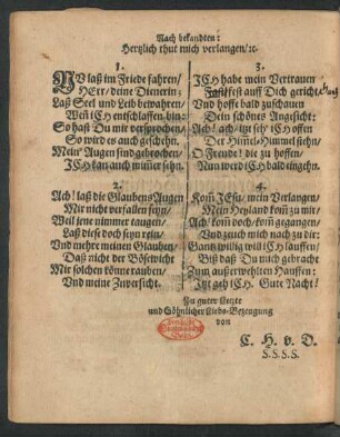 Nach bekandten: Hertzlich thut mich verlangen/ [et]c.