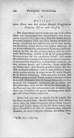 Anzeige eines Plans von den beiden Königl. Freystädten Ungerns Ofen und Pesth / Ludwig v. Schedius