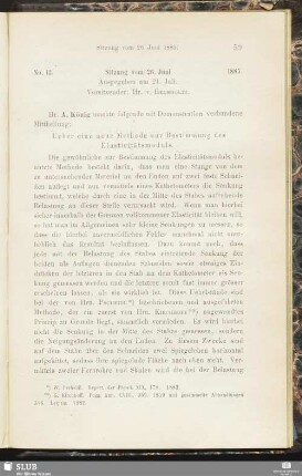 No. 12. Sitzung vom 26. Juni 1885