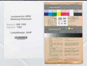 Entnazifizierung Adolf Luetzelberger, geb. 09.03.1892 (Zollinspektor)