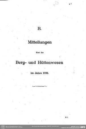 Mitteilungen über das Berg* und Hüttenwesen. Bergbau
