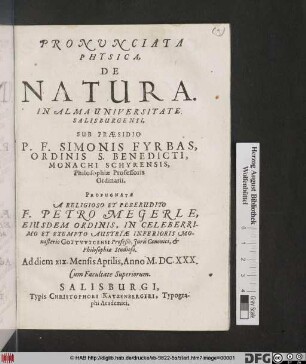 Pronunciata Physica, De Natura