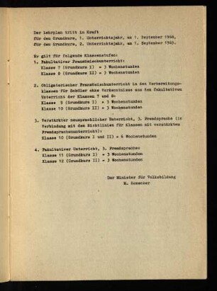 Der Lehrplan tritt ...