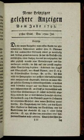 57stes Stück. Den 17ten Jul.