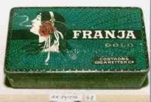 Blechdose für 100 Stück "FRANJA GOLD CIGARETTEN"
