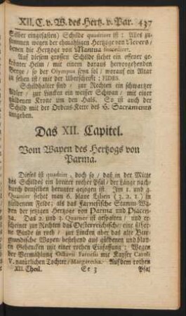 Das XII. Capitel. Vom Wapen des Hertzogs von Parma