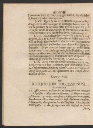 Sectio VIII. De Reliquo Iure Successionum.