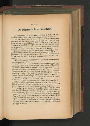 Les événements de la Cote d'Ivoire.