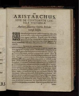 Aristarchus, Sive De Contemptu Linguae Teutonicae