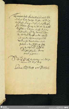 [Faszikel 16: Trauerrede für Johann Georg III., Kurfürst von Sachsen (1647-1691), Fragment]