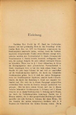 Untersuchungen über das durch cubisch verwandte Ebenen erzeugte Strahlensystem