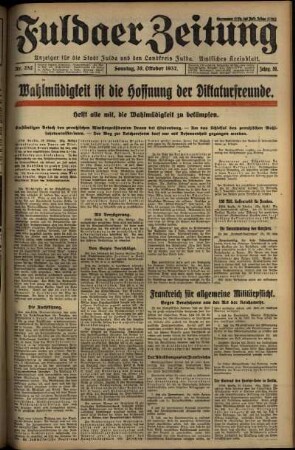 Erste Ausgabe vom Sonntag, den 30. Oktober 1932.