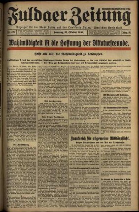Erste Ausgabe vom Sonntag, den 30. Oktober 1932.