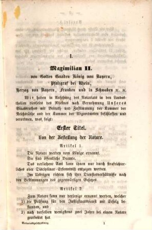 Die Notariatsgesetzgebung für das Königreich Bayern diesseits des Rheins