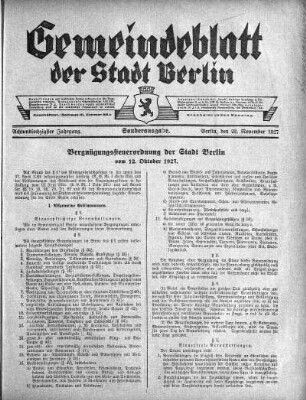 Sonderausgabe, 22. November 1927