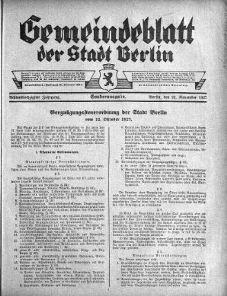 Sonderausgabe, 22. November 1927