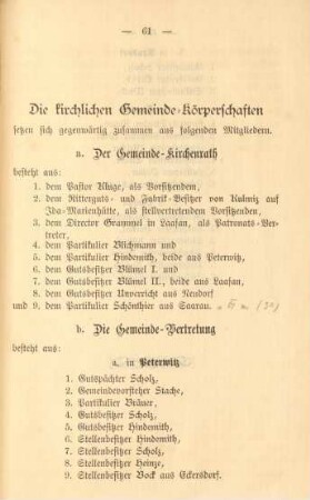 Die kirchlichen Gemeinde-Körperschaften