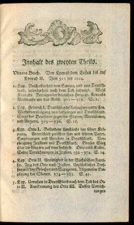 Innhalt des zweyten Theils.