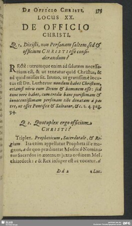 Locus XX. De Officio Christi