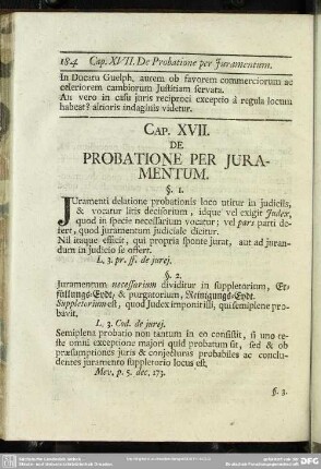 Cap. XVII. De Probatione Per Juramentum