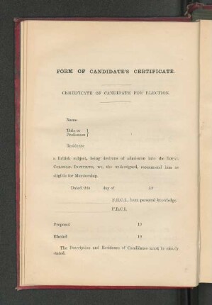 Form of Candidate´s Certificate.