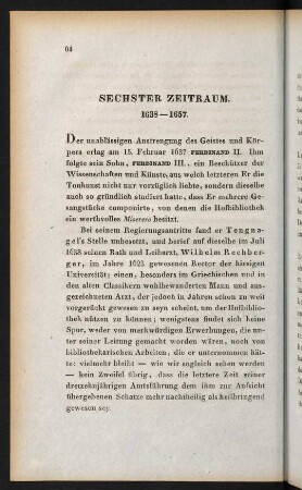 64-98, Sechster Zeitraum 1638-1657 -- Siebenter Zeitraum 1658-1705