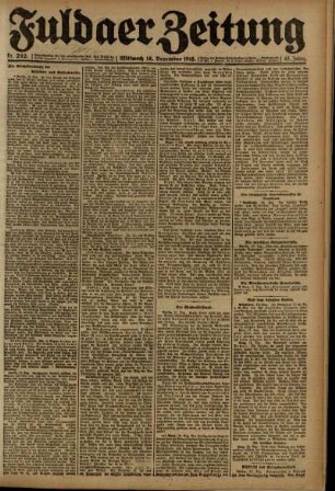 Erste Ausgabe vom Mittwoch, den 18. Dezember 1918.