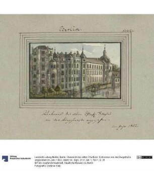 Berlin. Überrerst des alten Churfürsl: Schlosses von der Burgstraße angesehen im Jahr. 1802.