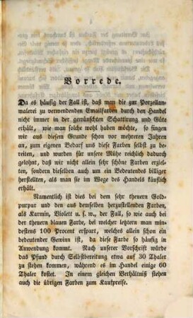 Die Bereitung der Farben zur Porzellanmalerei : Nebst einem Anhange; die Auflösung des Goldes zum Malen des Porzellans enthaltend