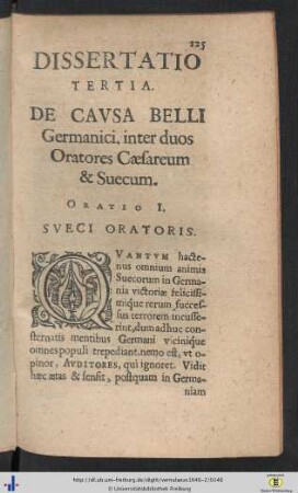 Dissertatio III. De Causa Belli Germanici.