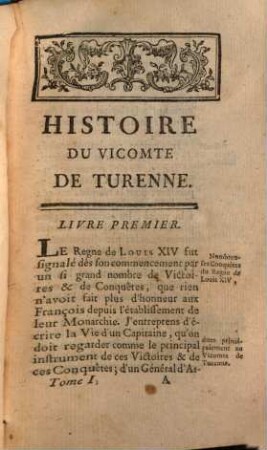 Histoire Du Vicomte De Turenne. 1