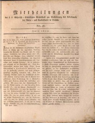 Mittheilungen. Nro. 28. Juli 1822.