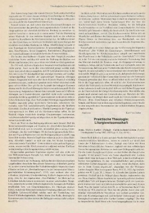 544-548 [Rezension] Jenny, Markus, Luther, Zwingli, Calvin in ihren Liedern