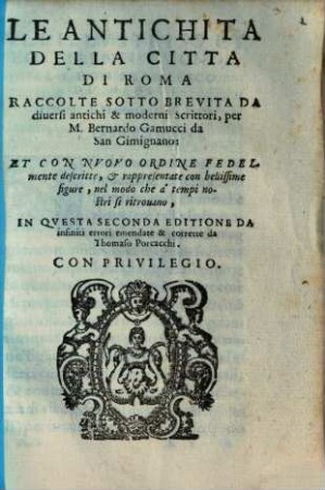 Le Antichità Della Città Di Roma