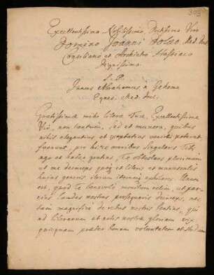 Brief von Janusz Abraham Gehema an Johann Dolaeus