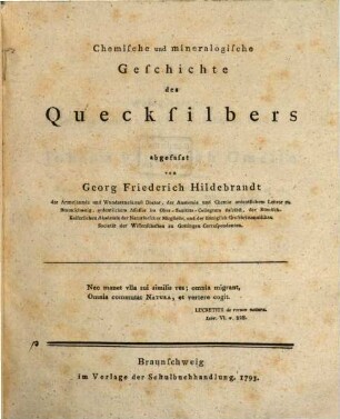 Chemische und mineralogische Geschichte des Quecksilbers