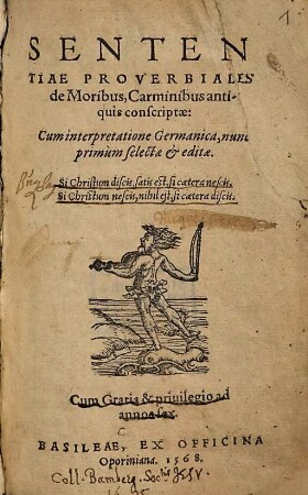 Sententiae proverbiales de moribus, carminibus antiquis conscriptae