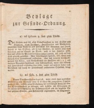 Beylage zur Gesinde-Ordnung.