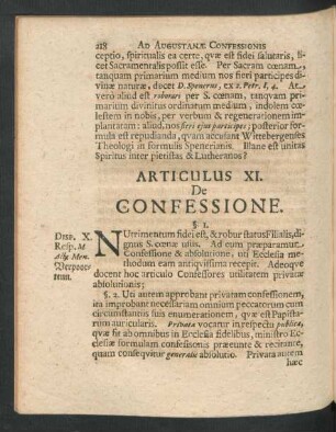 Articulus XI. De Confessione.