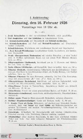 Vormittags von 10 Uhr ab (Nr. 1-283)