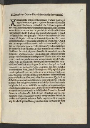 E Xenophonte Leonardi Aretini traductio de tyrannide.