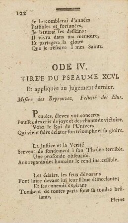 Ode IV. Tire'e Du Pseaume XCVI.