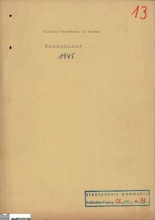 Military Governement of Germany Fragebogen