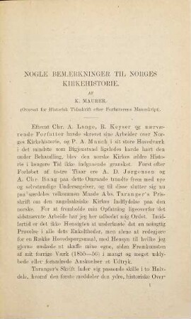 Nogle bemaerkninger til Norges kirkehistorie : oersat ... efter forfatterens manuskript